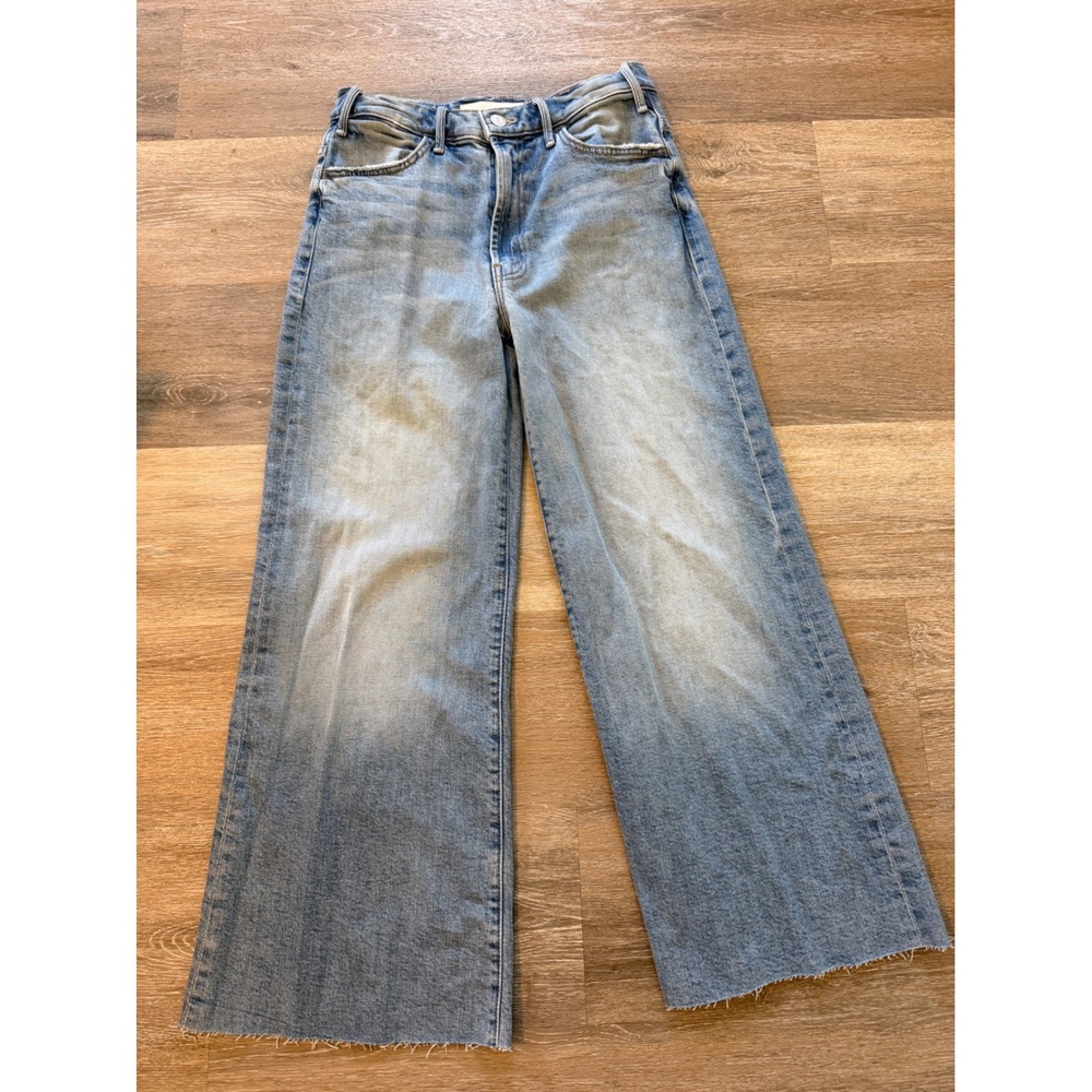 Mother Superior The Hustler Roller Sneak Wide Leg Jeans I Confess Blue Size 28